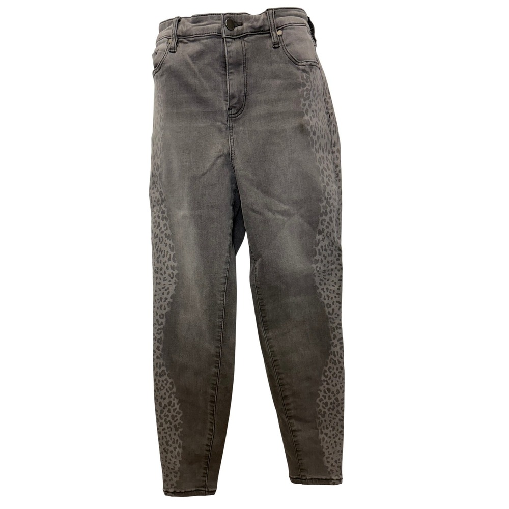 Liverpool Abby Skinny Jeans Gray Cheetah Print Size 14 Stretch Mid Rise